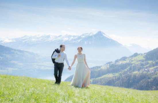 Russian couple after wedding photo shoot in Interlaken region,
