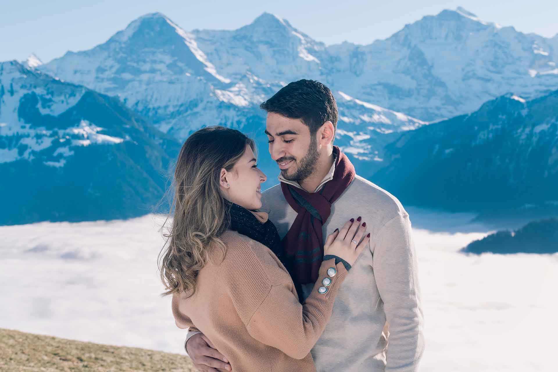 Interlaken photographer john wisdom surprise engagement swiss alps