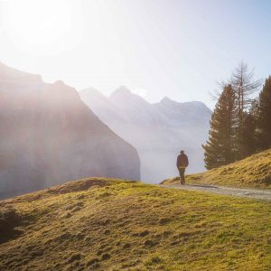 Walk on a trail in the Jungfrau region Walk on a trail in the Jungfrau region