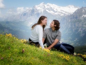 Swiss mountain top wedding proposal