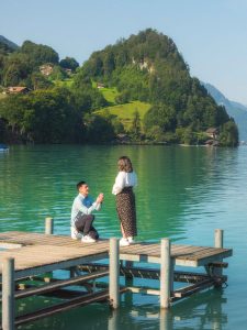 Surprise marriage proposal in Iseltwald, Switzerland
