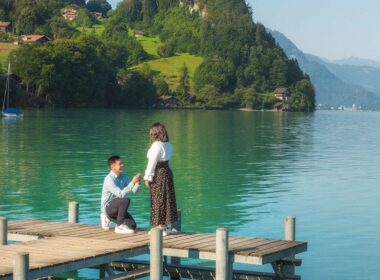 Surprise marriage proposal in Iseltwald, Switzerland