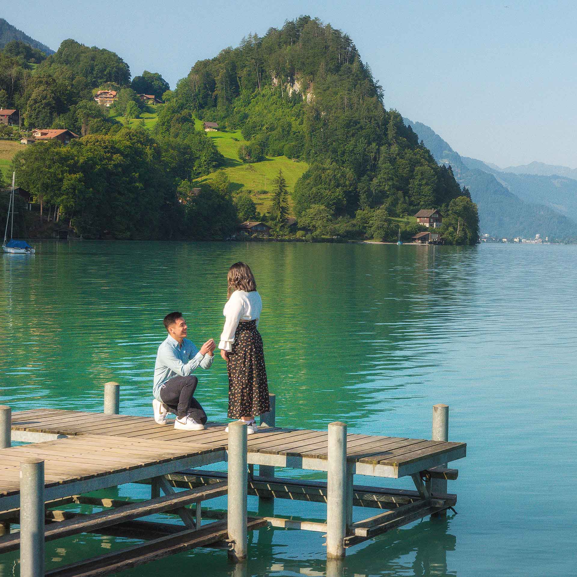 Surprise marriage proposal in Iseltwald, Switzerland