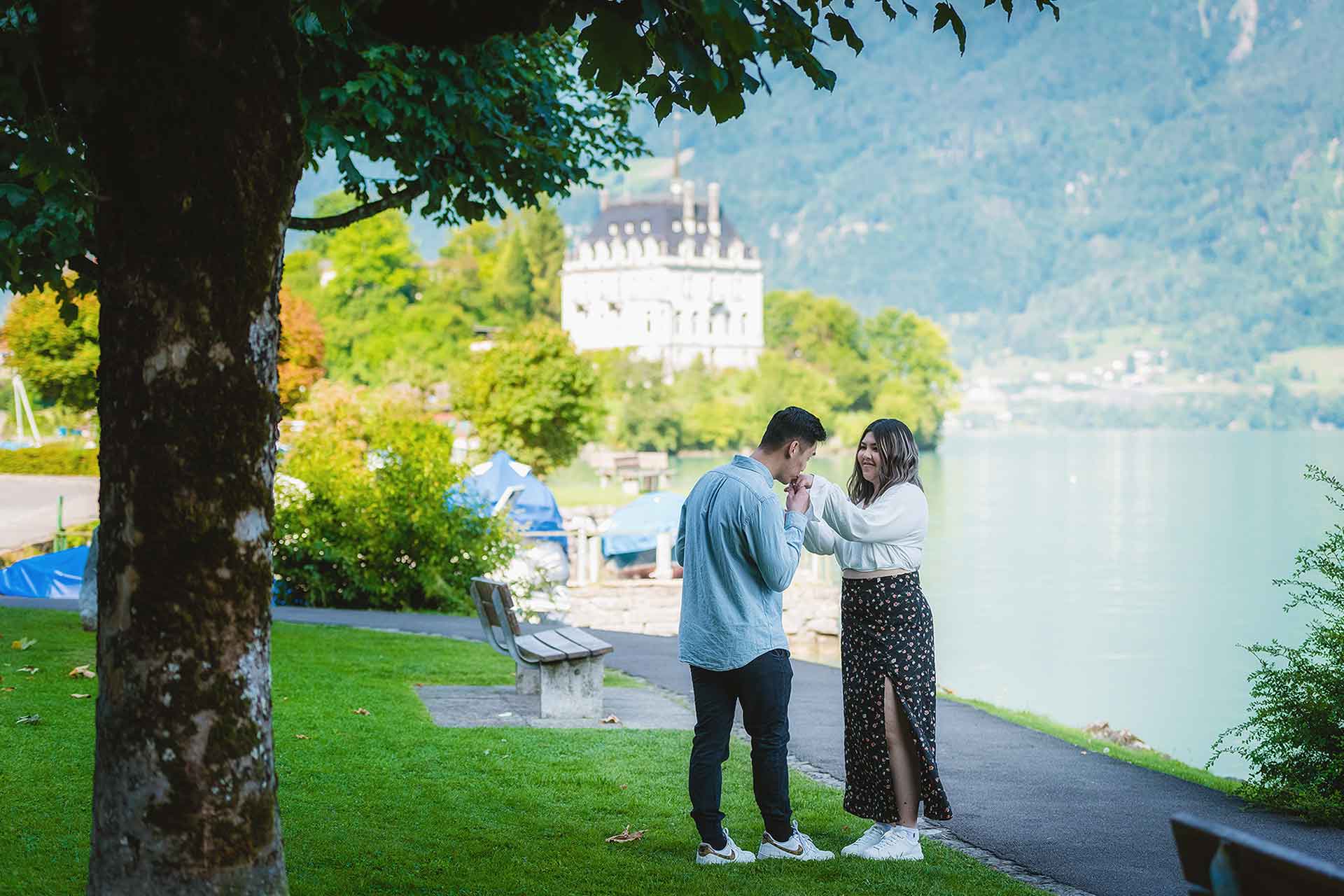 Surprise marriage proposal in Iseltwald, Switzerland