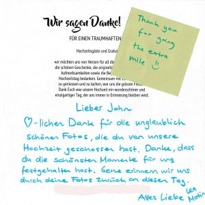 After Wedding thank you card