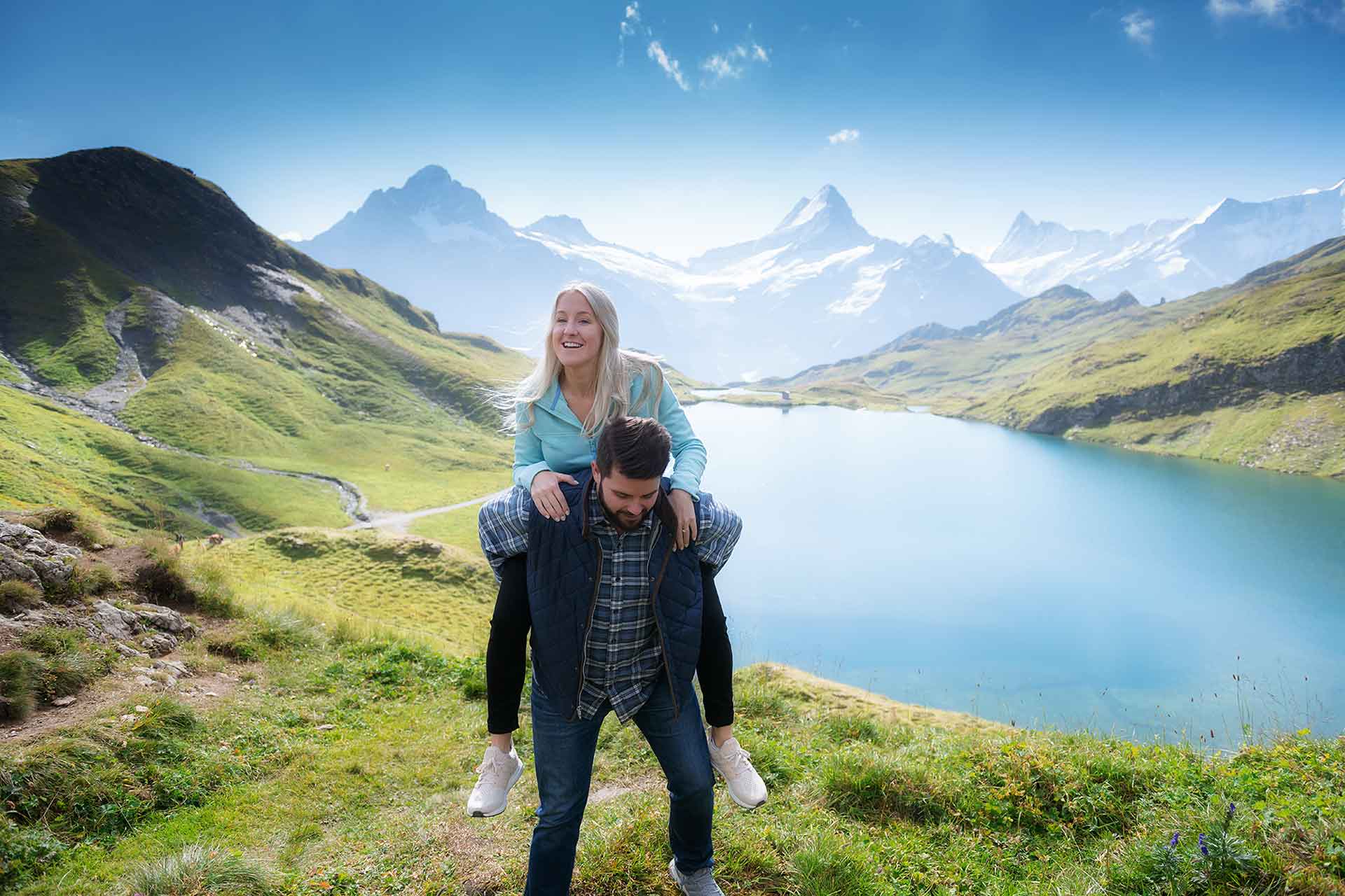 Marriage proposal at Bachalpsee Lake