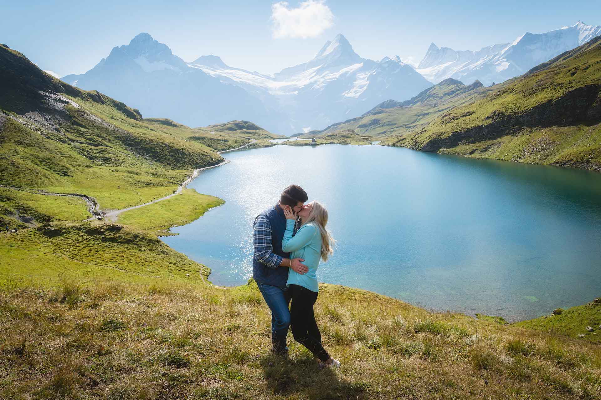 Marriage proposal at Bachalpsee Lake