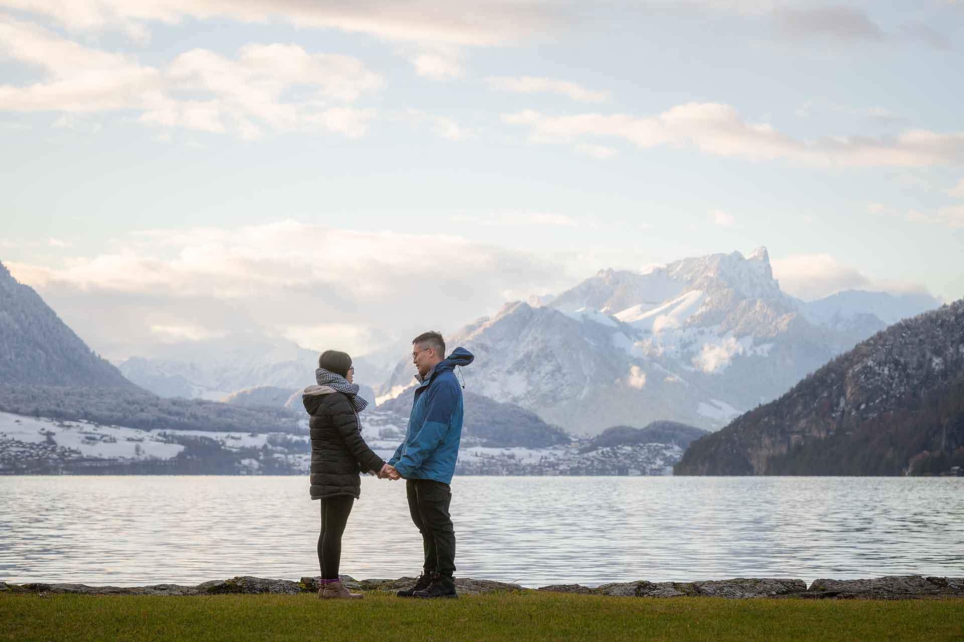 Surprise marriage proposal captured by Interlaken photographer John Wisdom in Switzerland