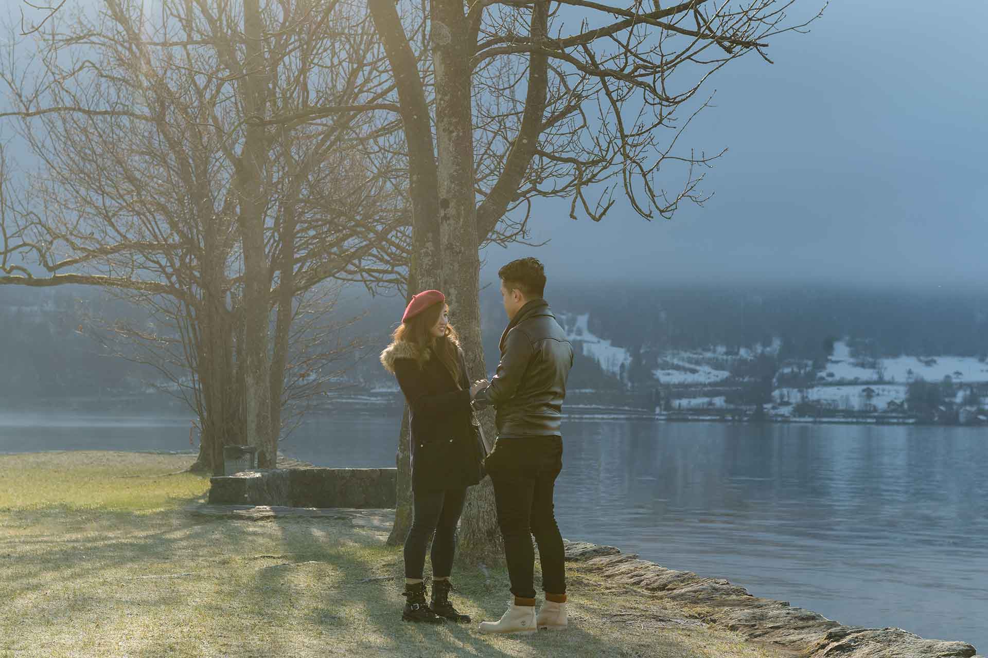 Lakeside Surprise Engagement in Interlaken