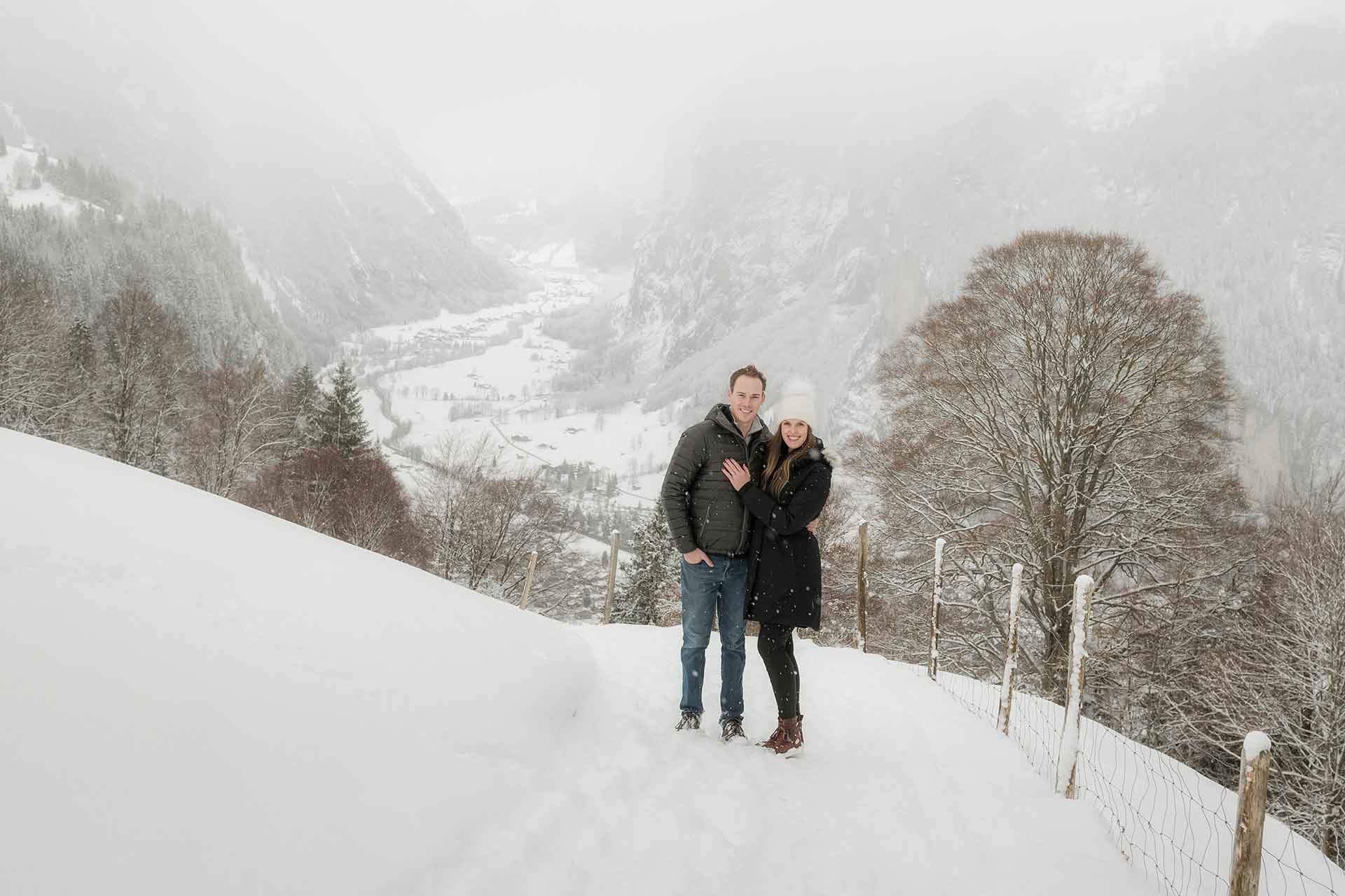 Marriage proposal in Lauterbrunnen. Photographer John Wisdom