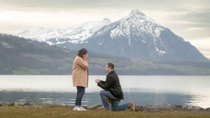 Surprise Engagement by Lake Thun Surprise engagement by Lake Thun near Interlaken