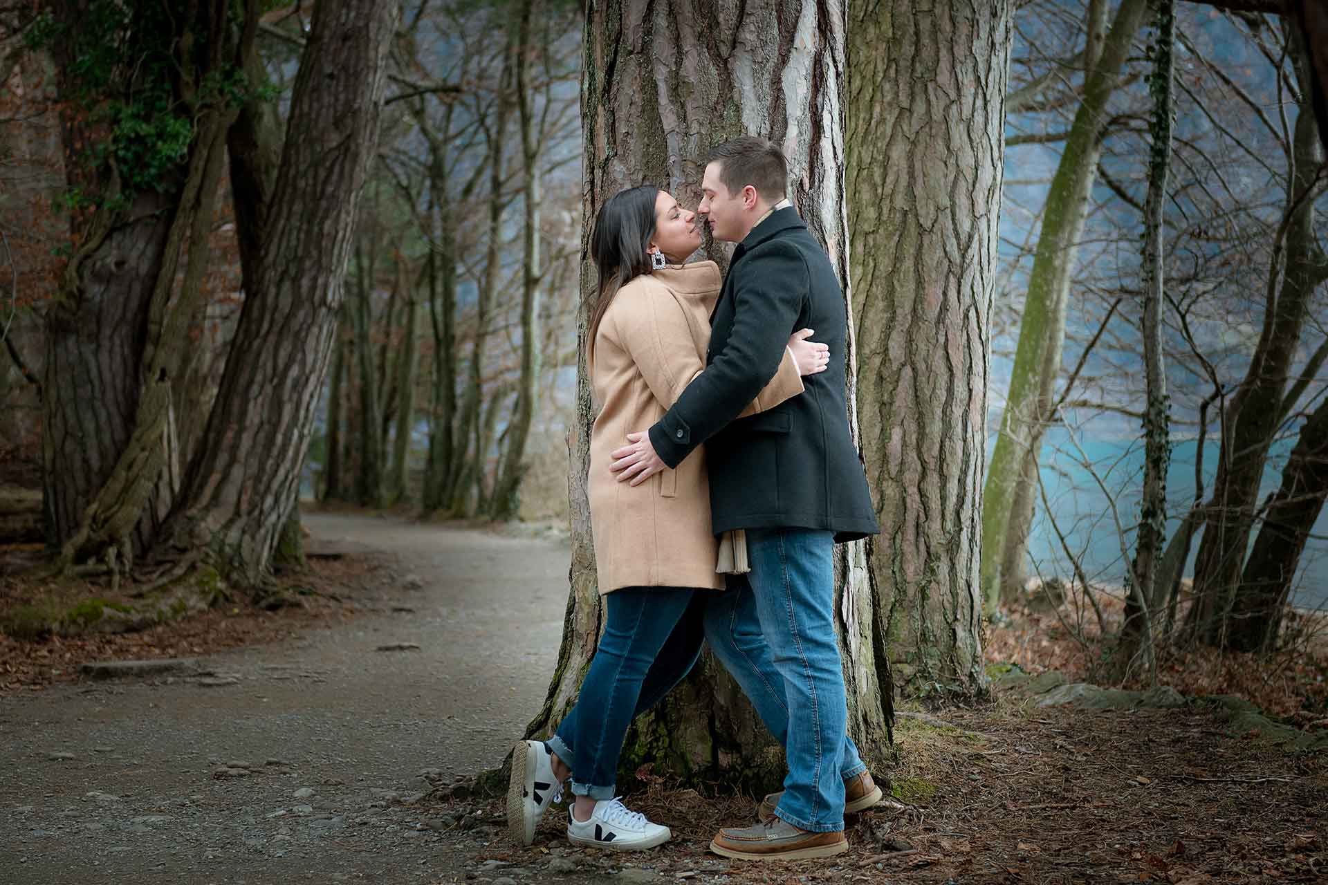 Surprise engagement by Lake Thun near Interlaken