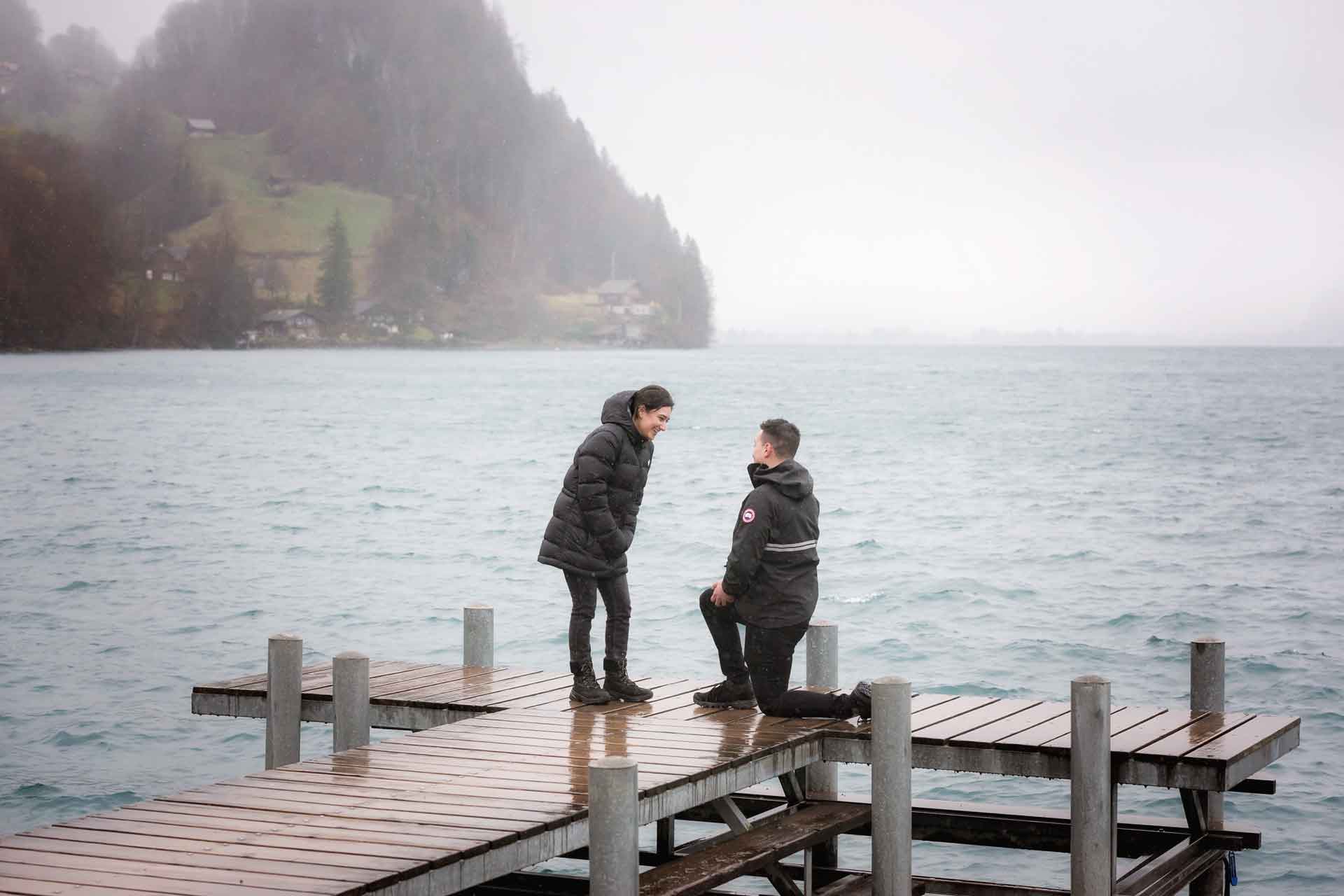 Surprise Engagement on a stormy day in Interlaken