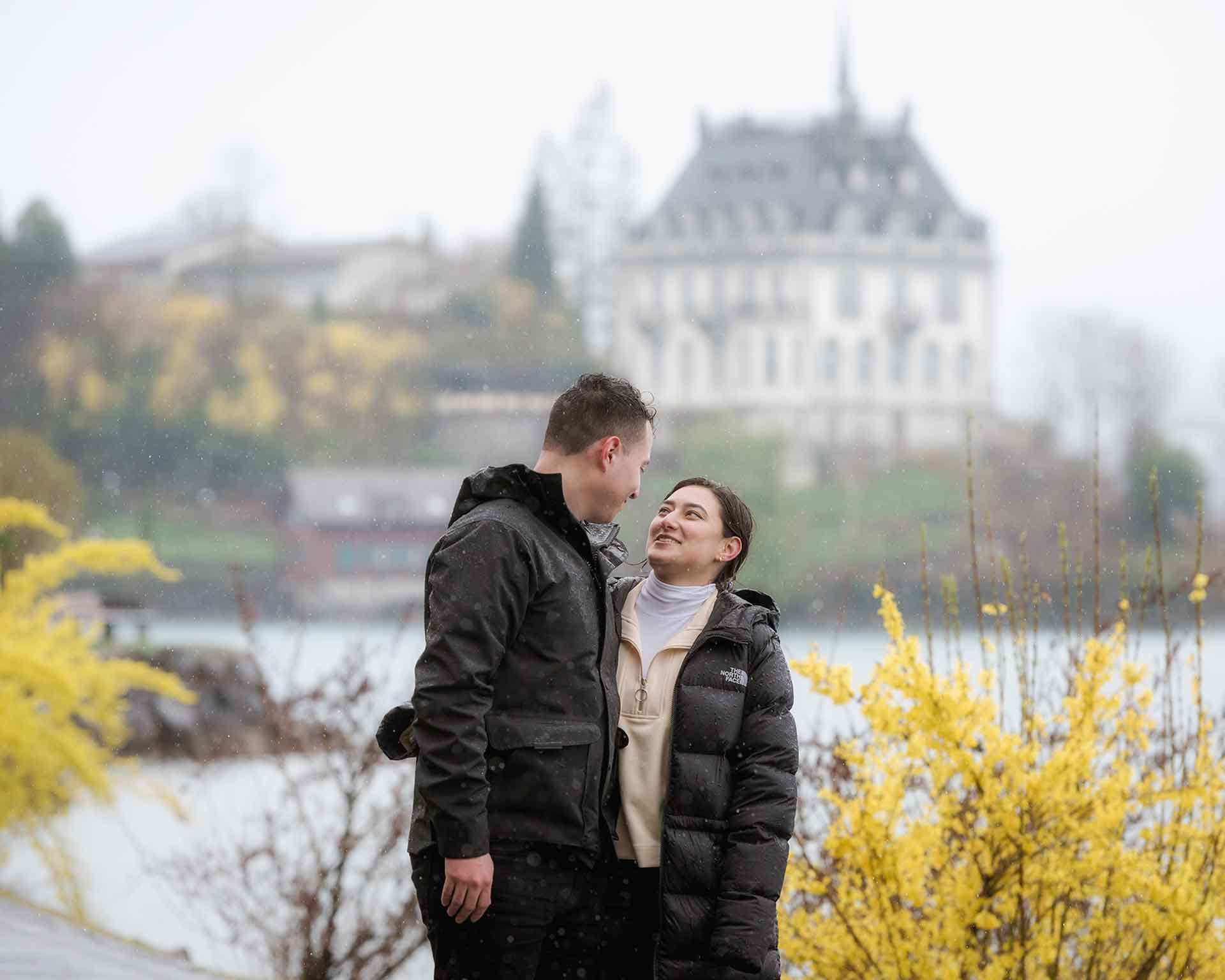 Surprise Engagement on a stormy day in Interlaken