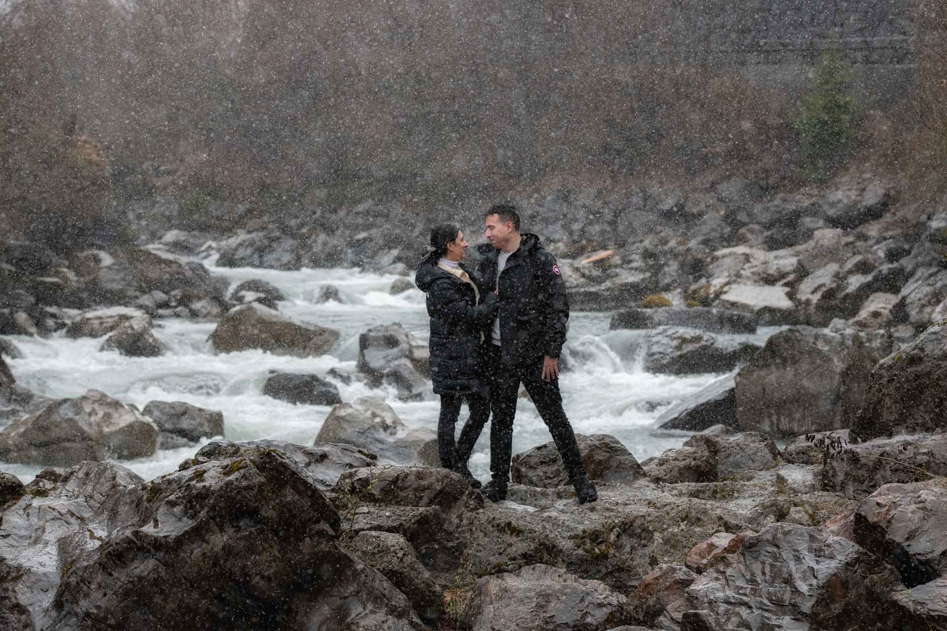 Surprise Engagement on a stormy day