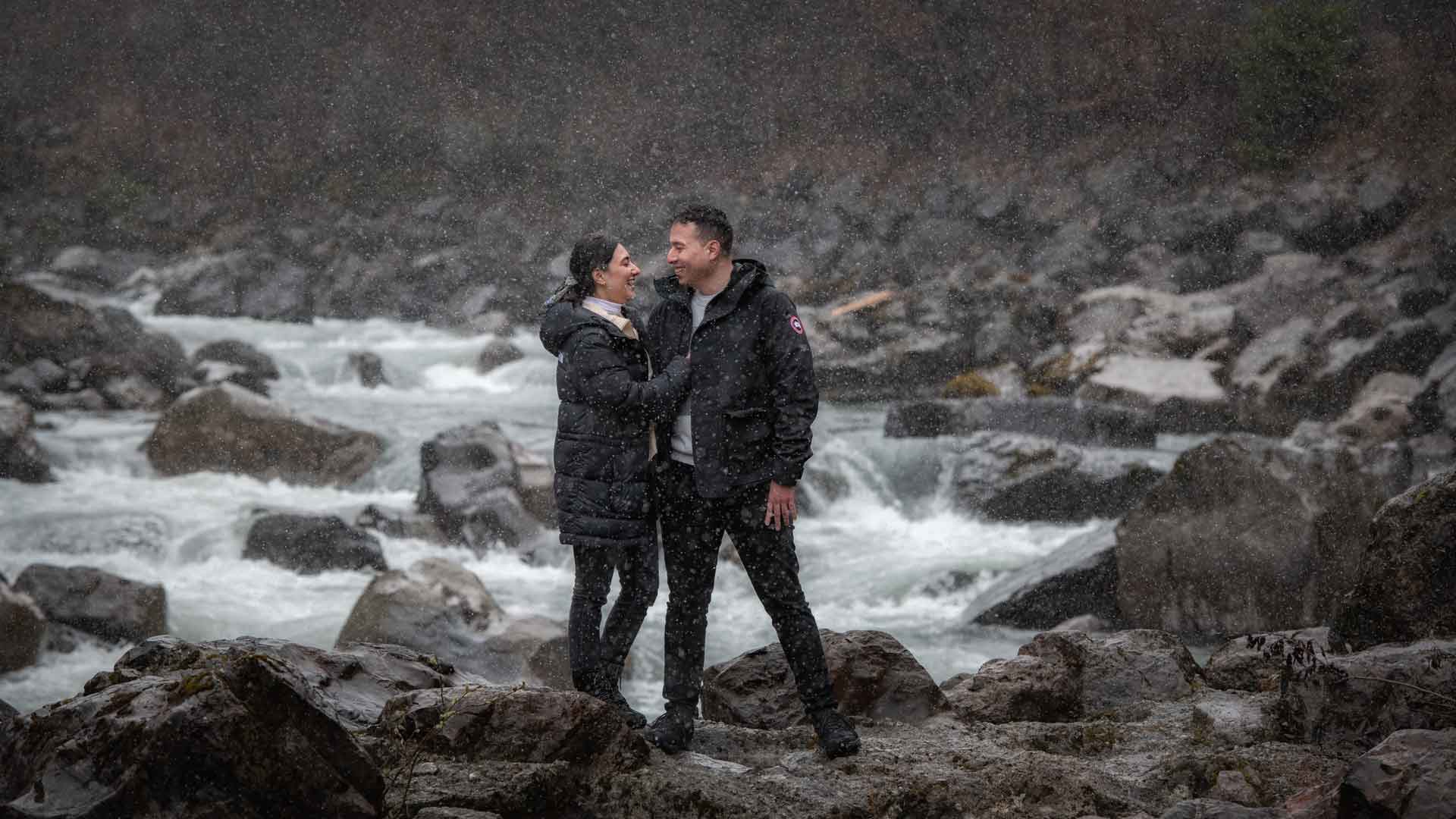 Surprise Engagement on a stormy day