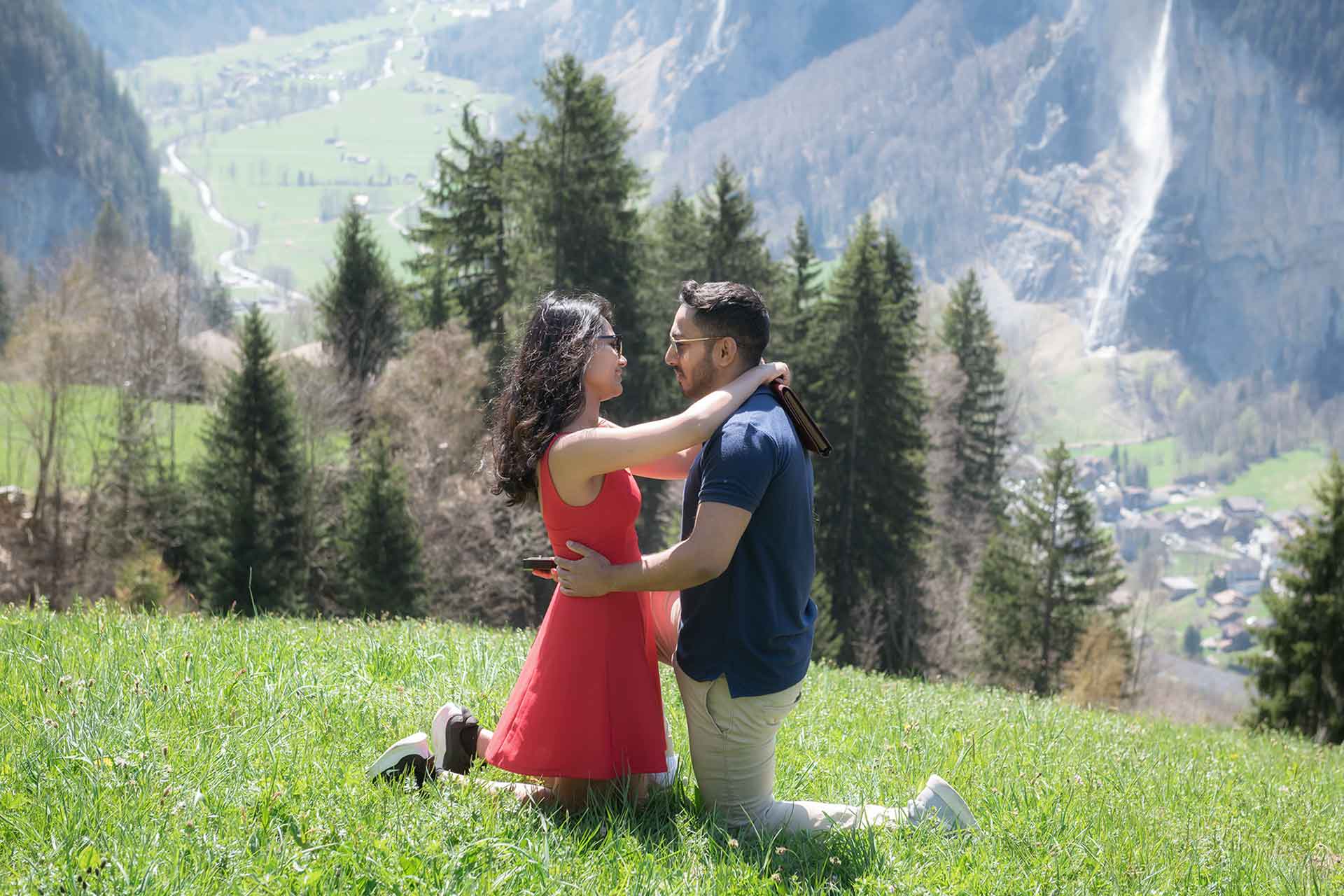 Surprise engagement in the Swiss Alps