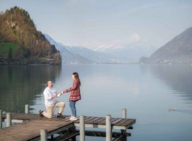 Surprise marriage proposal in Iseltwald, Switzerland