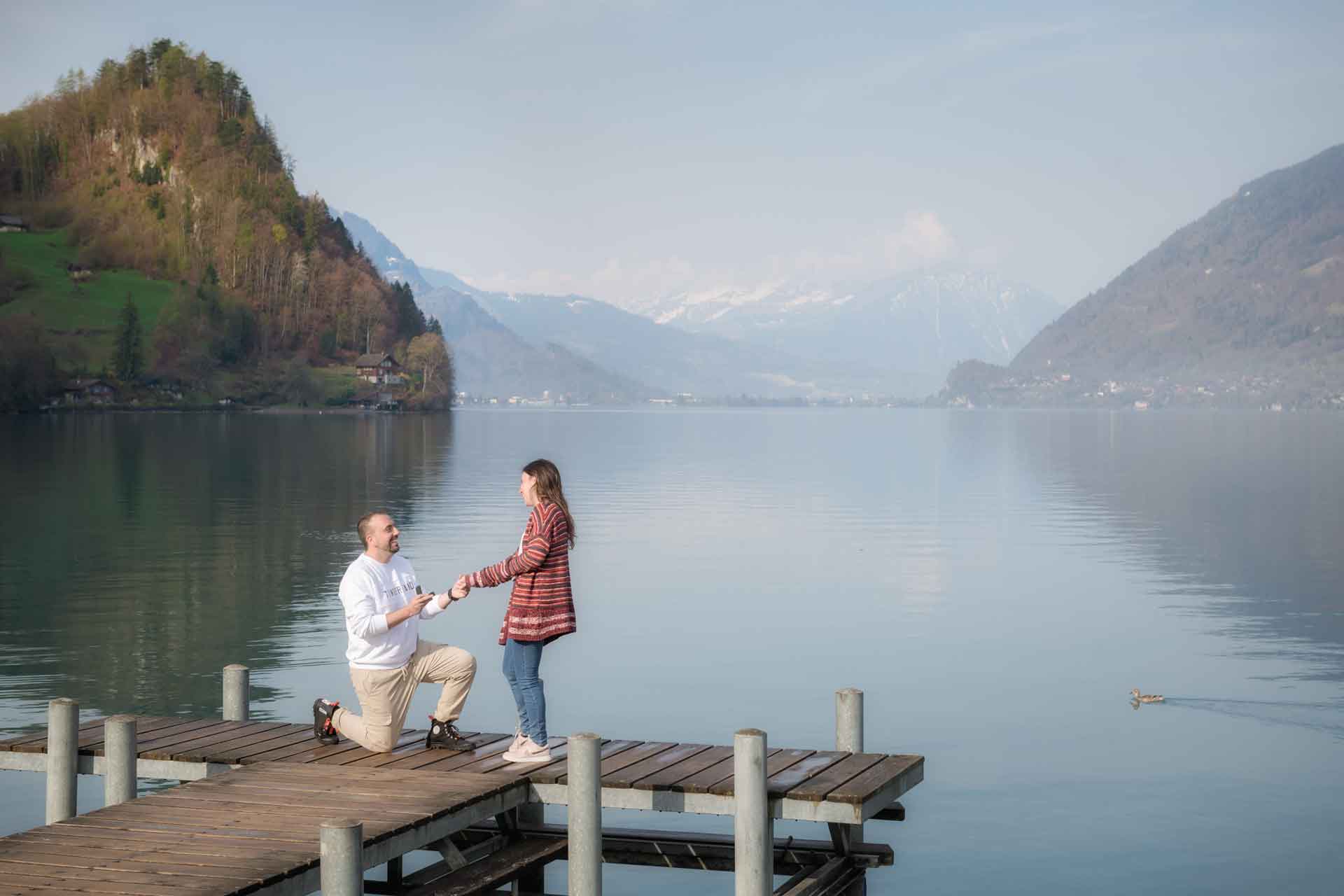 Surprise marriage proposal in Iseltwald, Switzerland