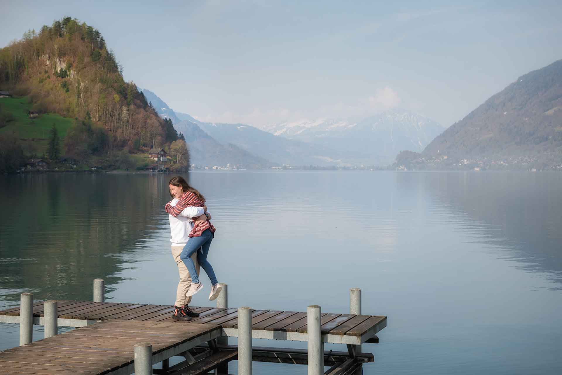 Surprise marriage proposal in Iseltwald, Switzerland