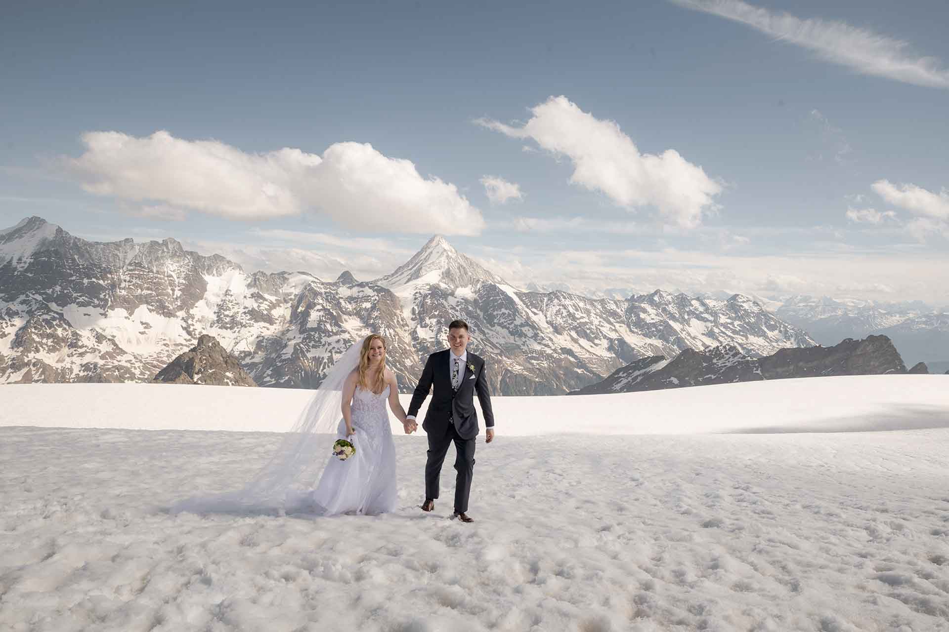 Bridal Photo Shoot on a Swiss Glacier