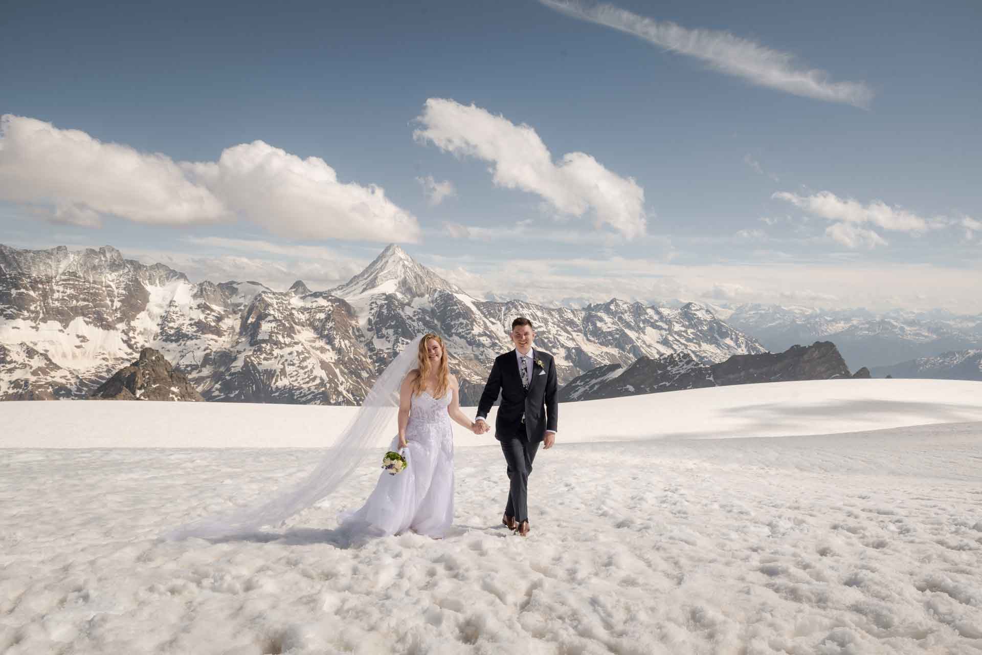 Bridal Photo Shoot on a Swiss Glacier