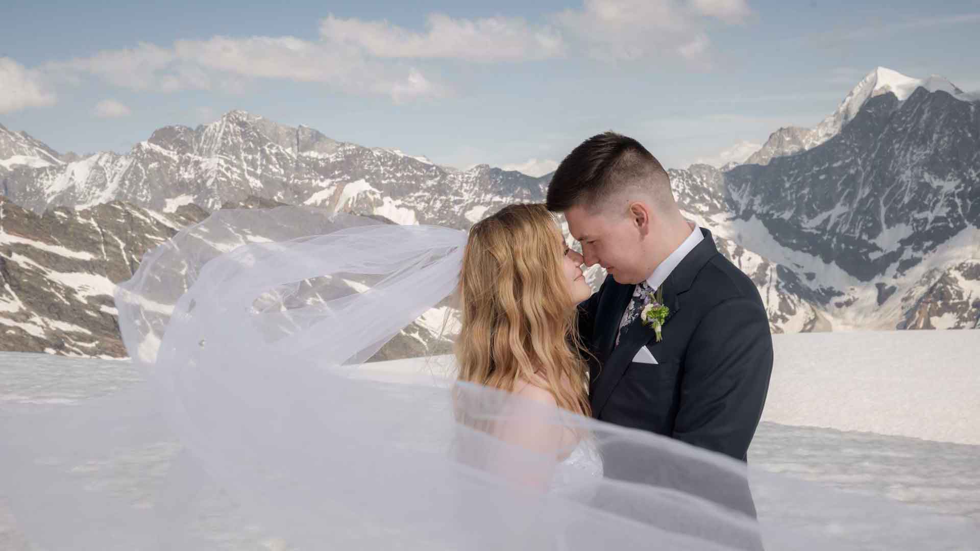 Bridal Photo Shoot on a Swiss Glacier