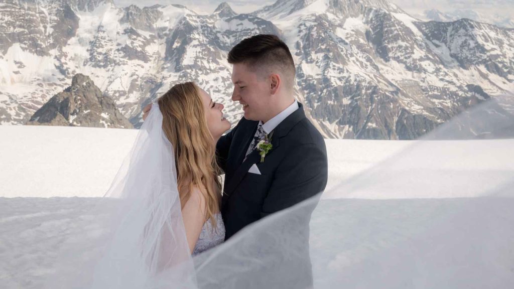 Bridal Photo Shoot on a Swiss Glacier