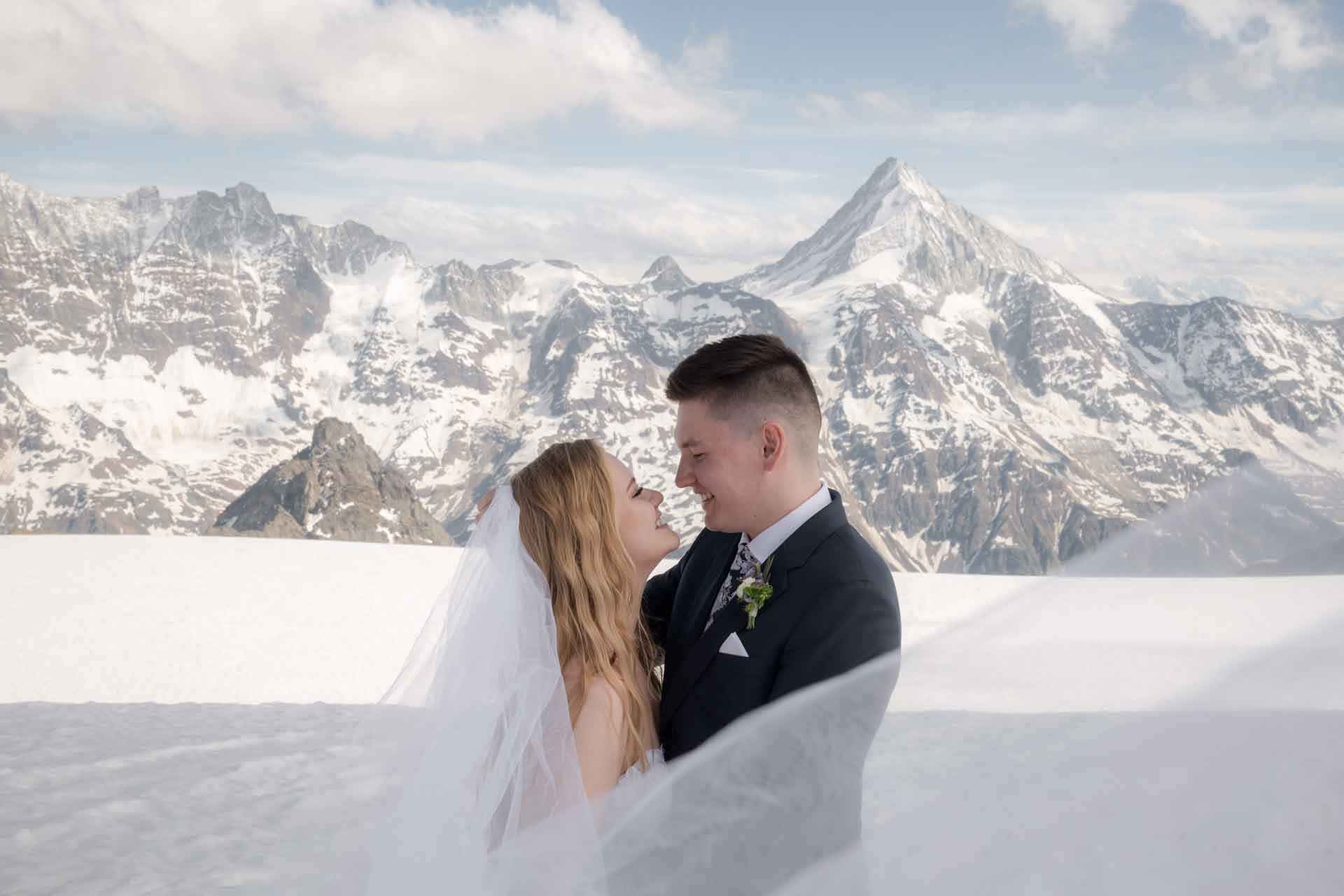 Bridal Photo Shoot on a Swiss Glacier