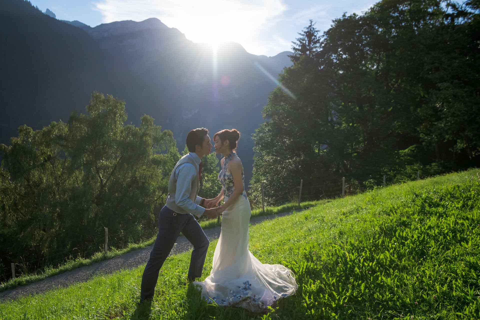 After Wedding photo shoot above Lauterbrunnen