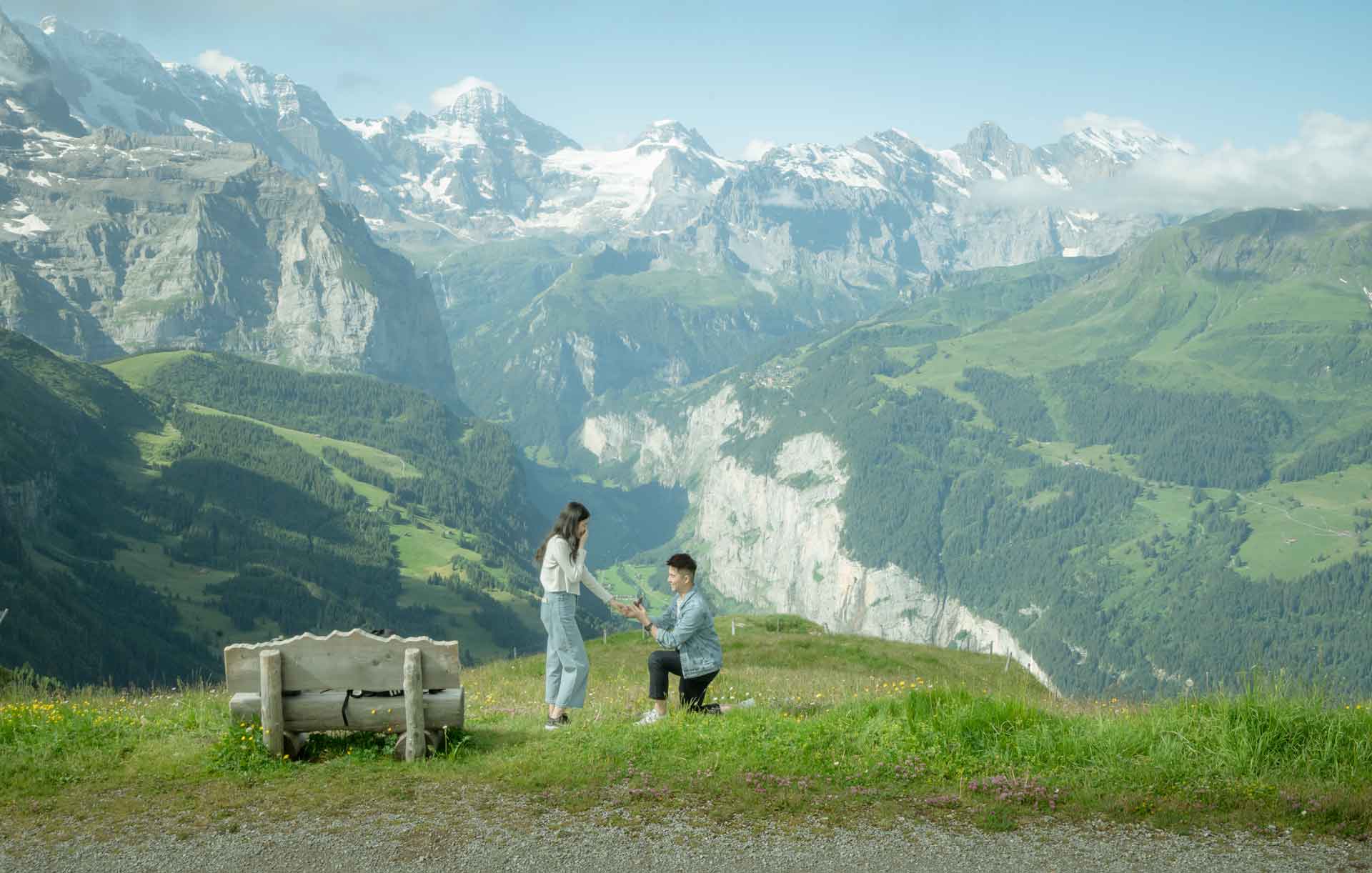 Surprise Engagement above Wengen