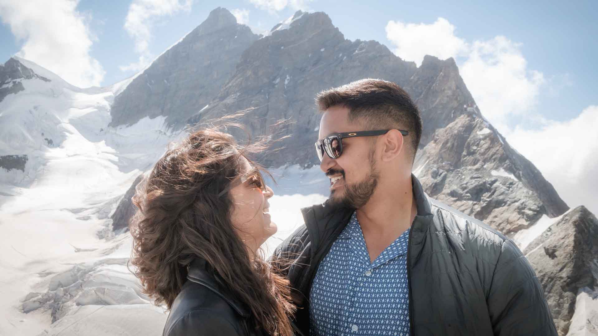 wedding proposal on jungfraujoch