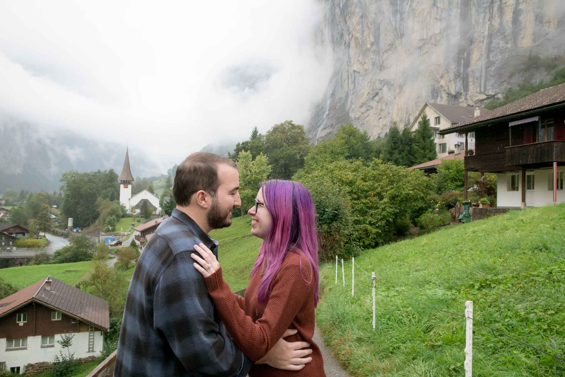 Engagement in Switzerland in the rain