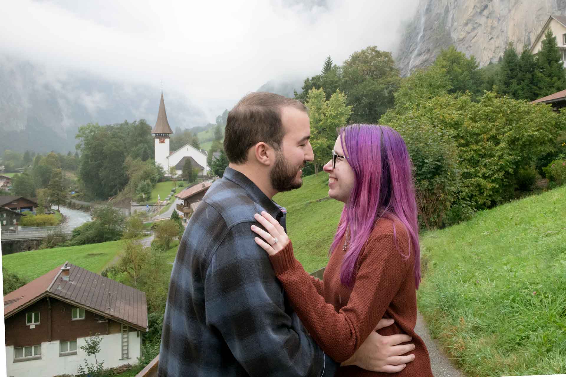 Engagement in Switzerland in the rain