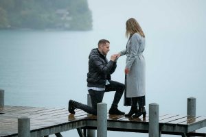 Iseltwald Pier Surprise Engagement photographer Engagement on Iseltwald Pier