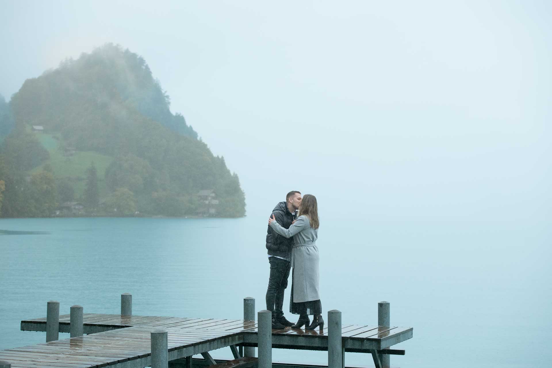 Surprise wedding prposal on Iseltwald pier