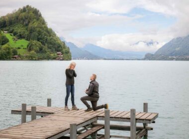 Iseltwald Pier Surprise Engagement photographer