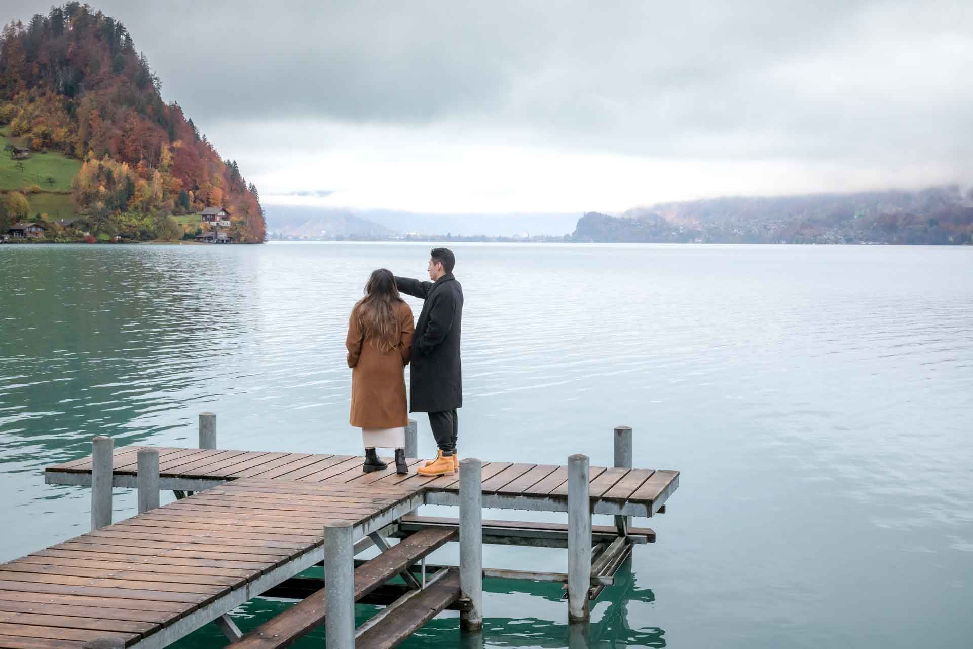 Iseltwald Pier Surprise Engagement photographer