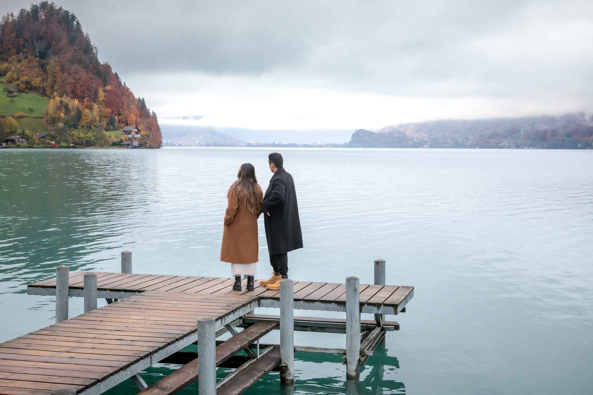 Iseltwald Pier Surprise Engagement photographer