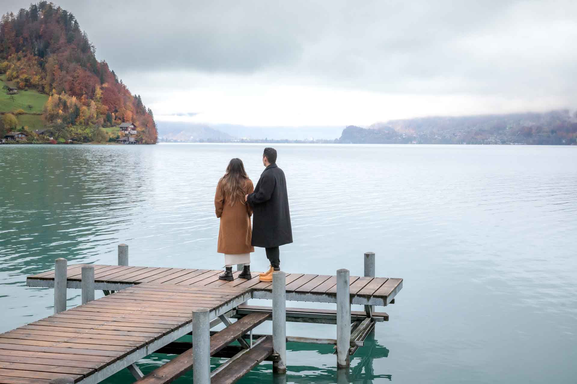 Iseltwald Pier Surprise Engagement photographer