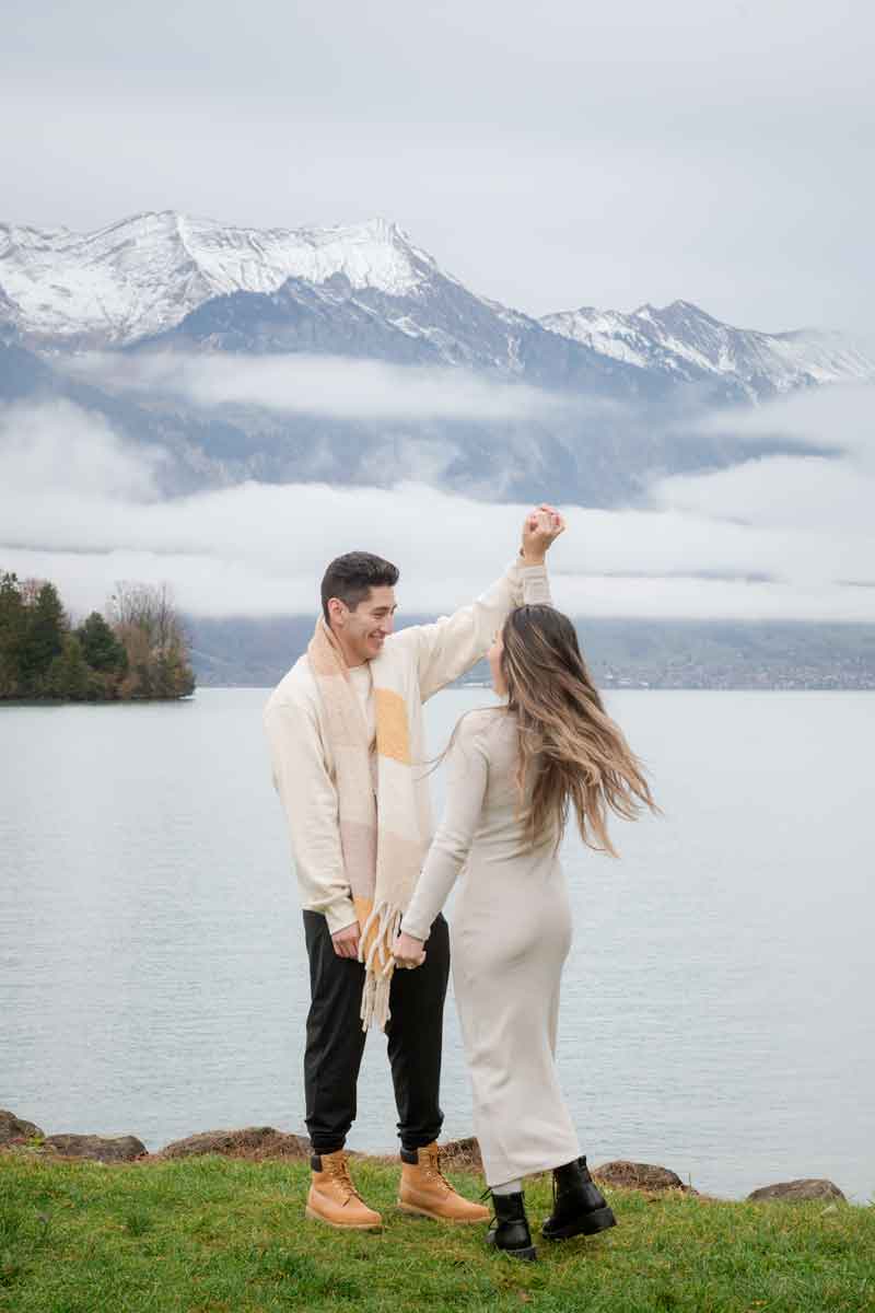 Iseltwald Pier Surprise Engagement photographer