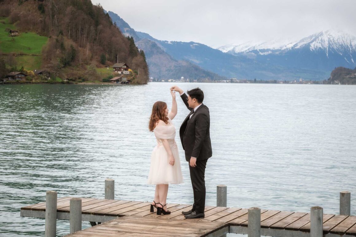 Pre-wedding Photoshoot in Iseltwald. A before the wedding photo shoot with a couple who are big fans of the "Crash Landing On You" TV serie