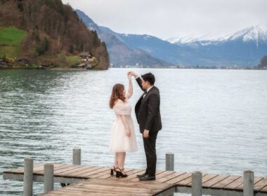 Pre-wedding Photoshoot in Iseltwald. A before the wedding photo shoot with a couple who are big fans of the "Crash Landing On You" TV serie