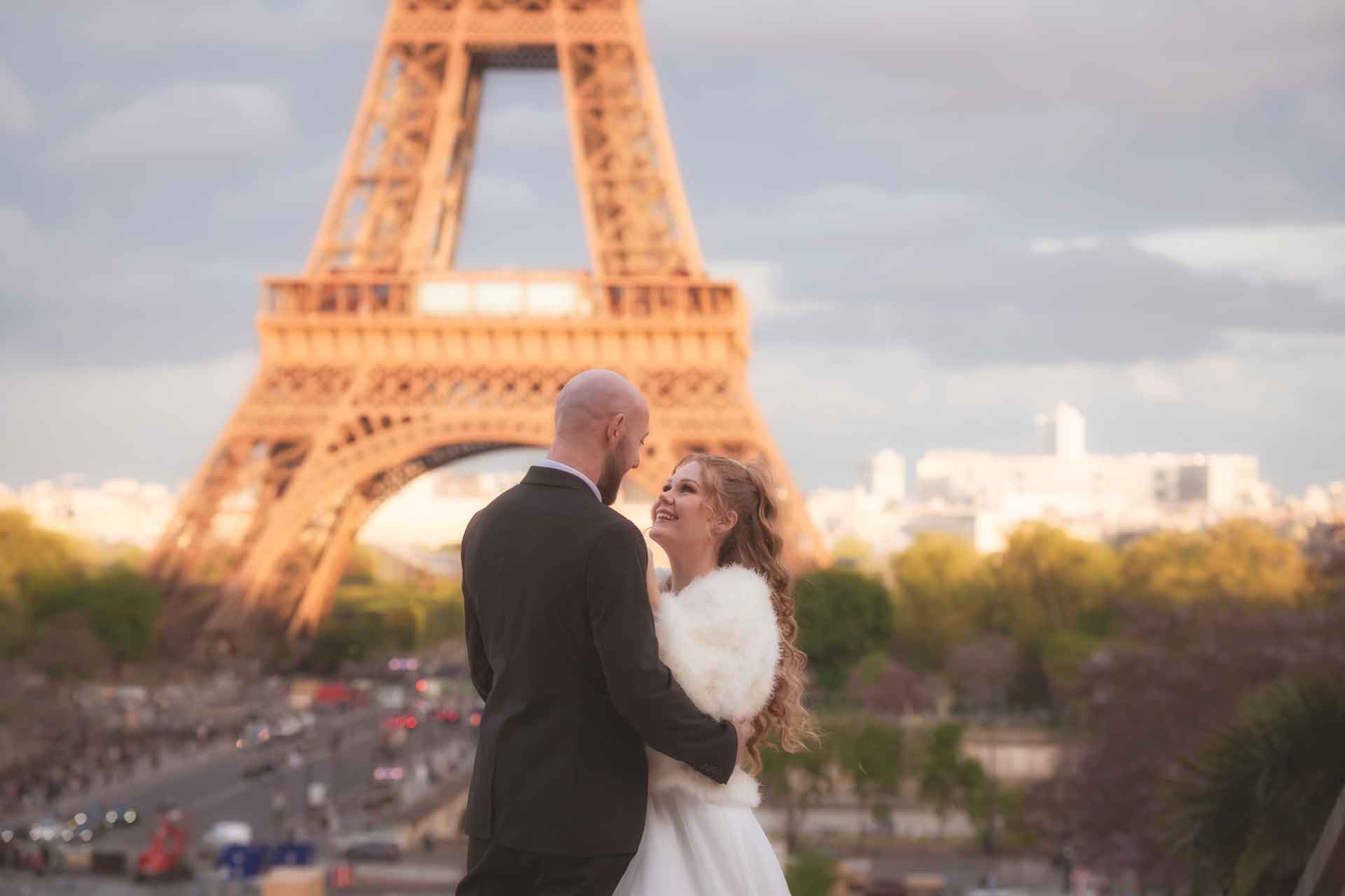 Evening photo shoot in Trocadéro Square, Paris, France