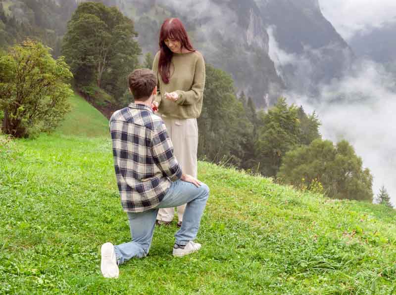 Surprise proposal in Lauterbrunnen, Switzerland