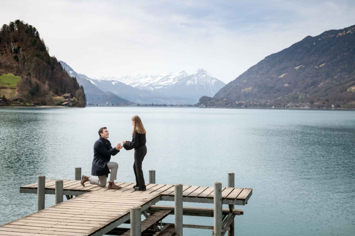 Surprise engagement on Iseltwald Pier