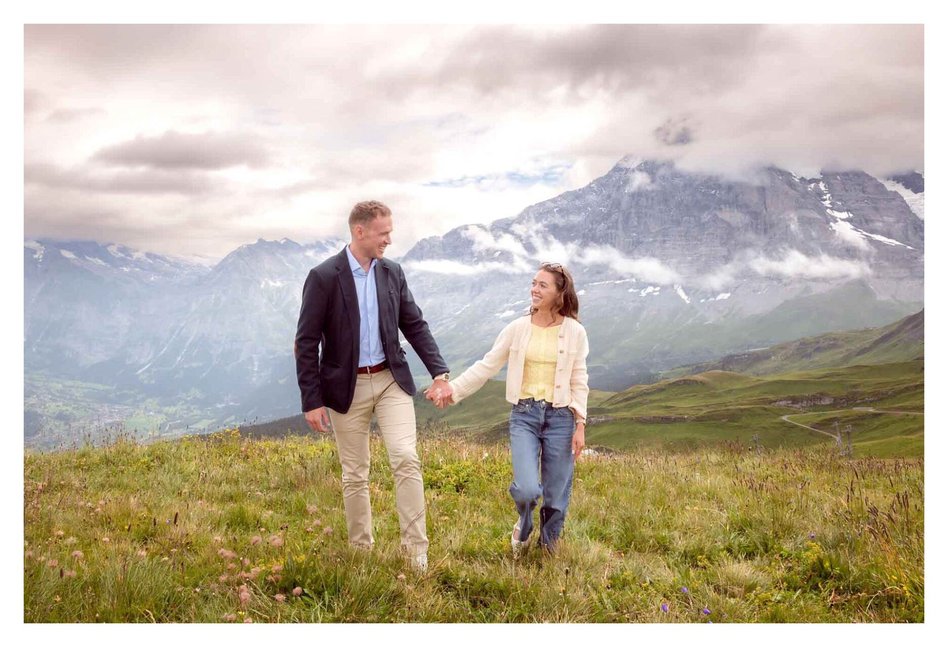 Couples photo shoot with the Eiger mountain
