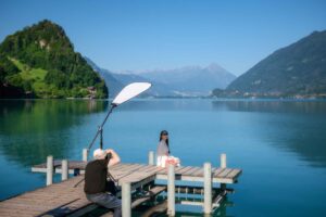 Iseltwald photo shoot on a sunny day Iseltwald pier photographer