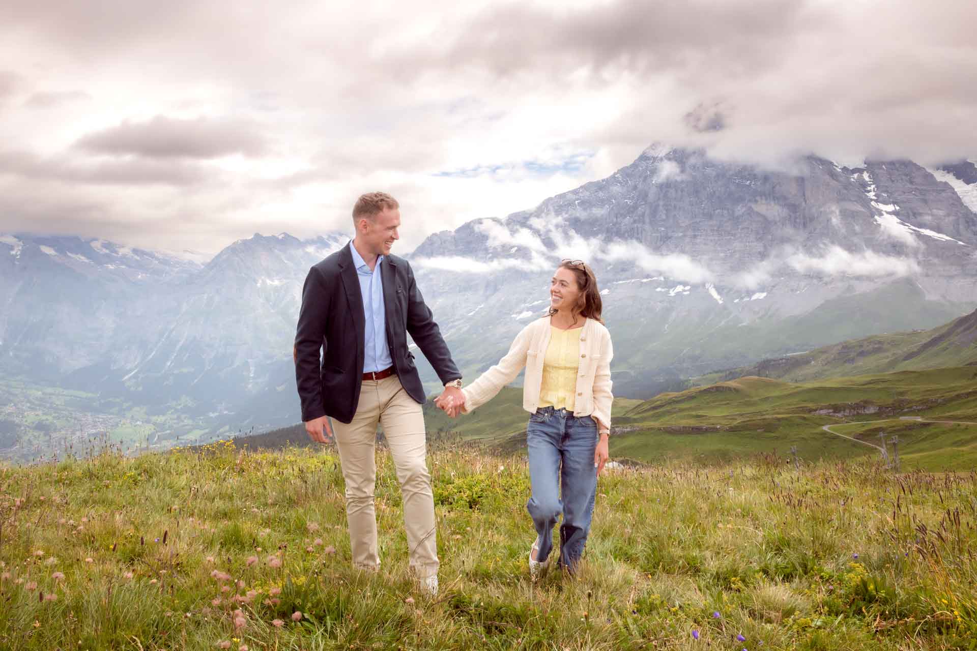 Engagement photo shoot on Männlichen mountain