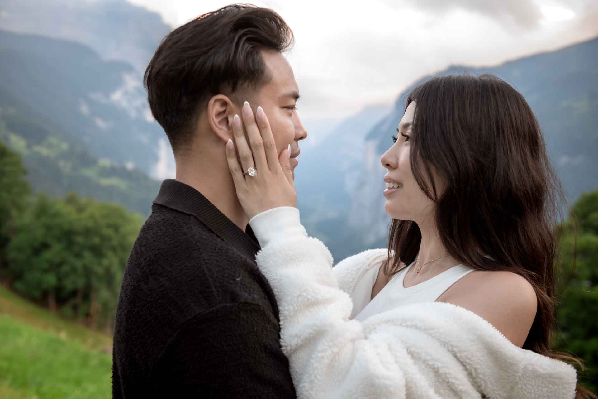 Evening Engagement in the Swiss Mountains